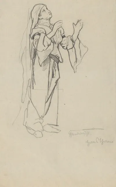 Study Of A Woman In A Long Robe And Headscarf