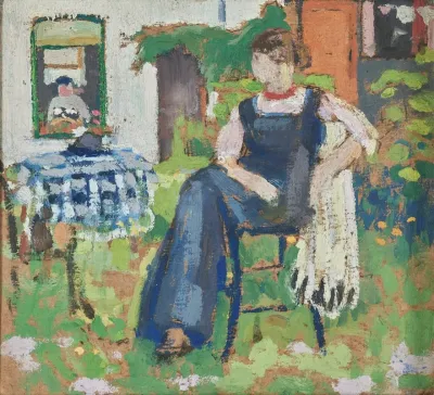 Study Of A Woman In Blue In A Garden