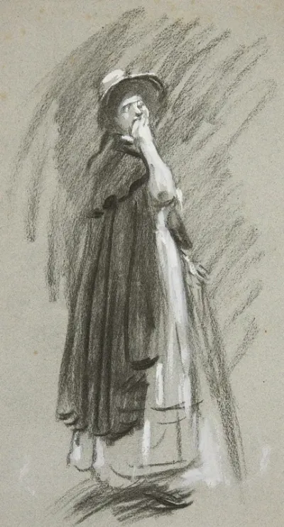 Study Of A Woman In Cloak And Hat