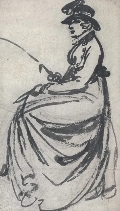 Study Of A Woman Seated On A Horse