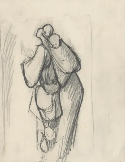 Study Of A Woman With A Child On Her Back
