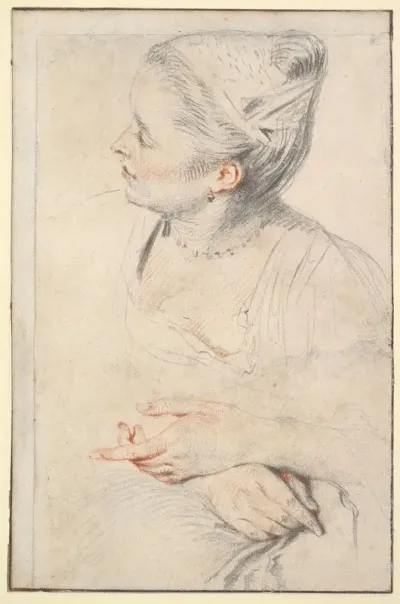 Study Of A Womans Head And Hands
