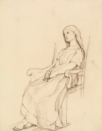 Study Of A Young Girl Seated