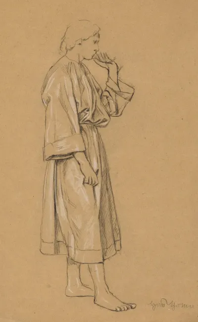 Study Of A Young Man In An Antique Styled Robe With His Left Hand Raised To His Chin