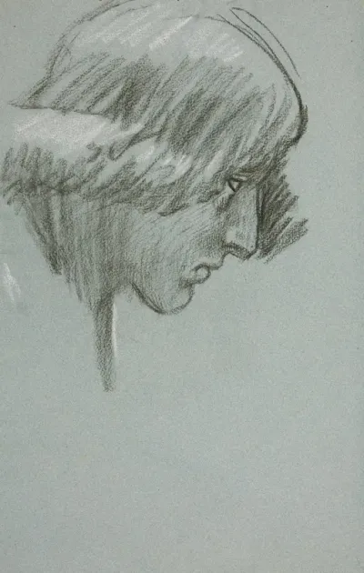 Study Of A Young Mans Face In Profile