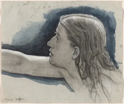 Study Of A Young Mans Head With Right Arm Outstretched