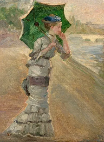 Study Of An Elegant Woman With Parasol For En Bateau Sisley Et Sa Femme