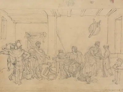 Study Of An Interior Scene With Roman Soldiers