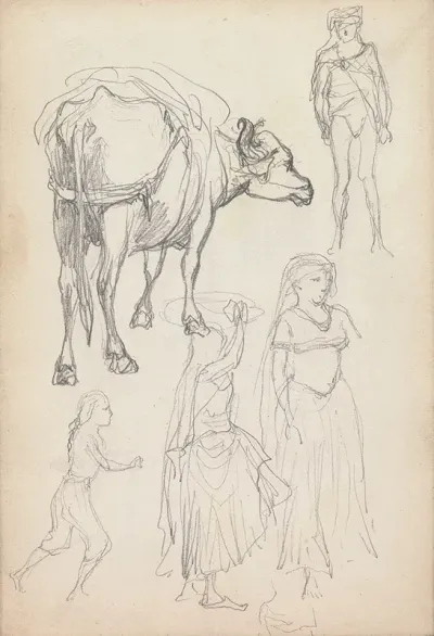Study Of An Ox And Standing Figures