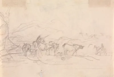 Study Of Cattle And Figures In A Landscape