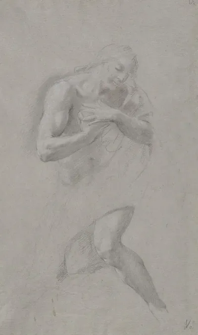 Study Of Christ In The Baptism Standing In A Frontal View