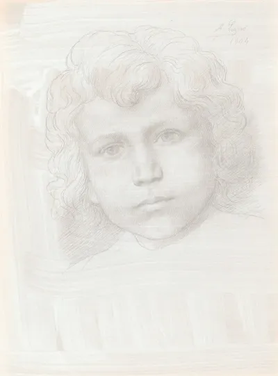Study Of Cupid Head Of A Girl