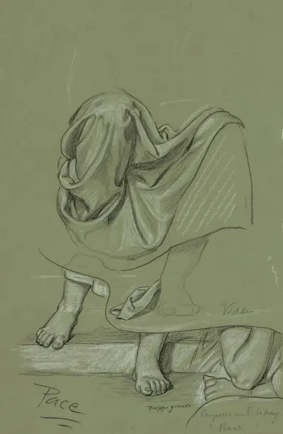 Study Of Drapery And Details Of Feet And An Elbow