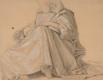 Study Of Drapery Of A Seated Figure