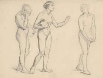 Study Of Female Nudes To Figures Of Three Marys For The Painting Three Marys