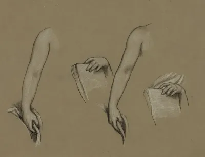 Study Of Figure Holding Cloth And Book