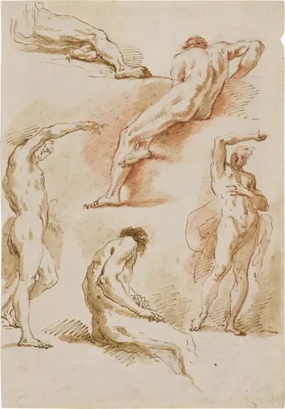 Study Of Five Male Nude
