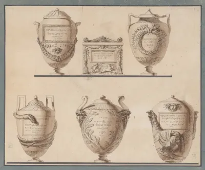 Study Of Five Vases Or Urns