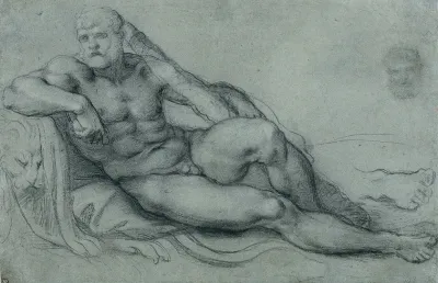 Study Of Hercules Resting With Separate Studies Of His Head And Foot