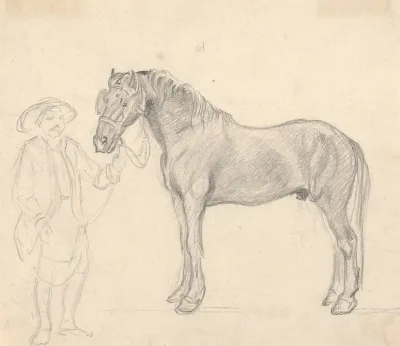 Study Of Horse With Figure Holding Reins