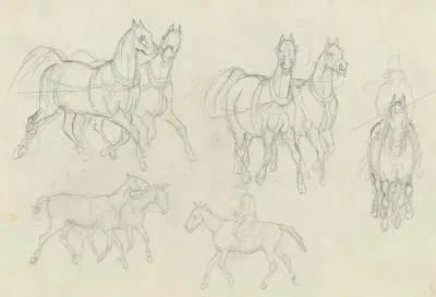 Study Of Horses At A Trot