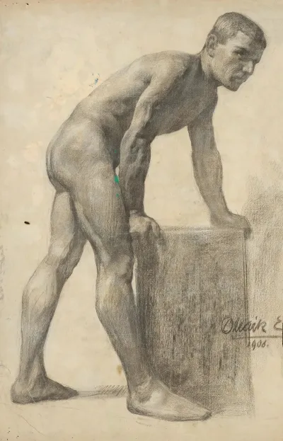 Study Of Male Nude From The Side
