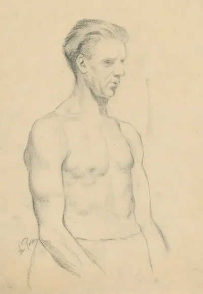 Study Of Male Nude From Waist Up
