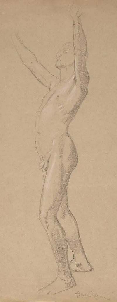 Study Of Male Nude With Raised Hands 2
