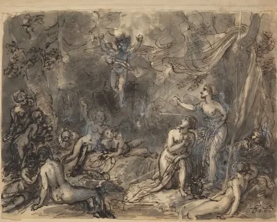 Study Of Nude Figures In A Wooded Area
