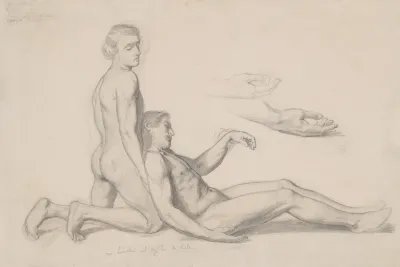 Study Of Nude Males To The Scene With Nicodemus Supporting Christs Body To The Painting Entombment