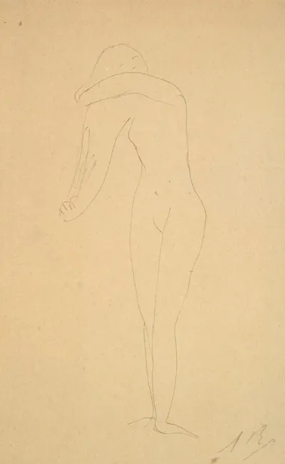 Study Of Nude Standing Combing Her Hair 2