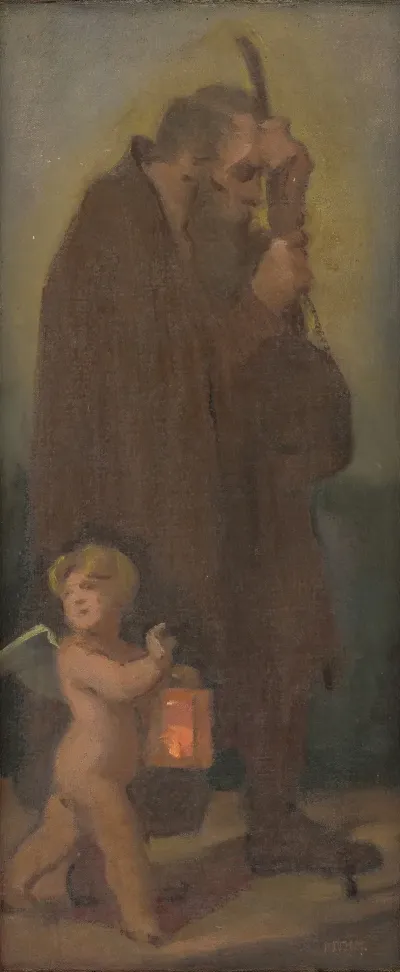 Study Of Pilgrims With A Guardian Angel Ahasver