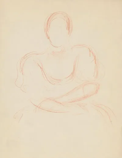 Study Of Seated Woman In A Blouse With Large Sleeves