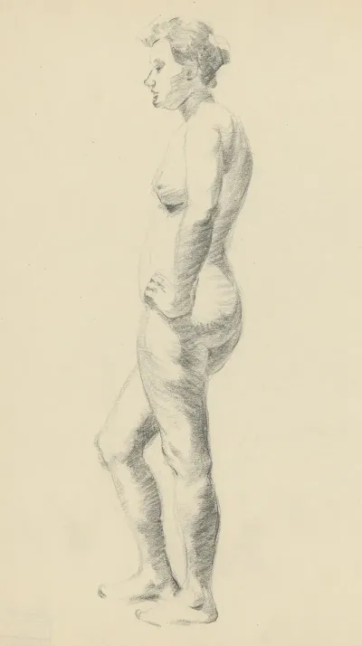 Study Of Standing Female Nude From The Side