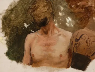 Study Of The Bust Of A Naked Youth With A Vase