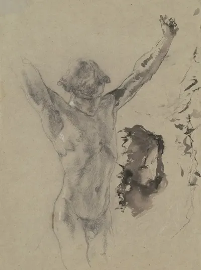 Study Of The Figure And Head Of Christ In Christ On The Cross And Mary Magdalene