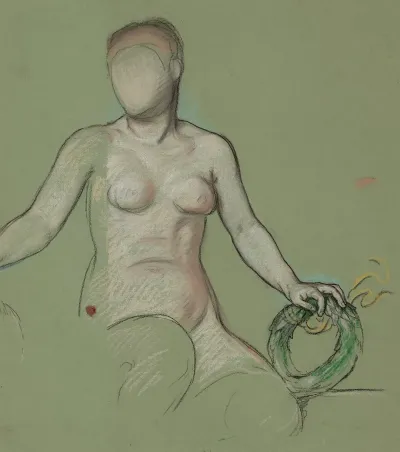 Study Of The Figure Of Peace In Peace And Prosperity Holding A Green Wreath