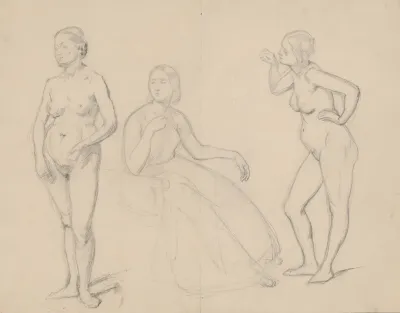 Study Of The Figure Of Queen Bona And Two Nude Studies Of Court Ladies For The Painting The Upbringing Of Sigismund Augustus
