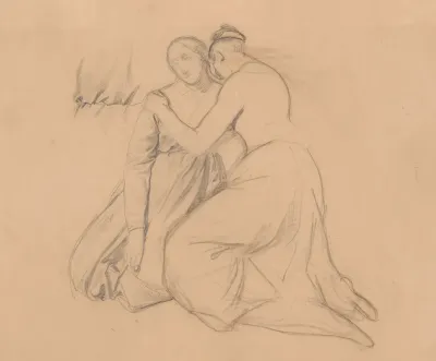 Study Of The Figure To The Group Of The Virgin Mary And Mary Magdalene To The Painting Entombment