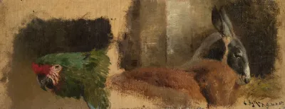 Study Of The Head Of A Parrot And The Head Of A Kangaroo