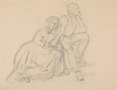 Study Of The Prince And A Kneeling Lady For The Painting The Upbringing Of Sigismund Augustus