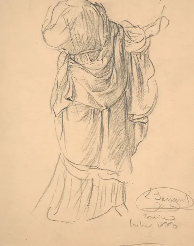 Study Of The Virgins Dress Drape For Le Rosaire