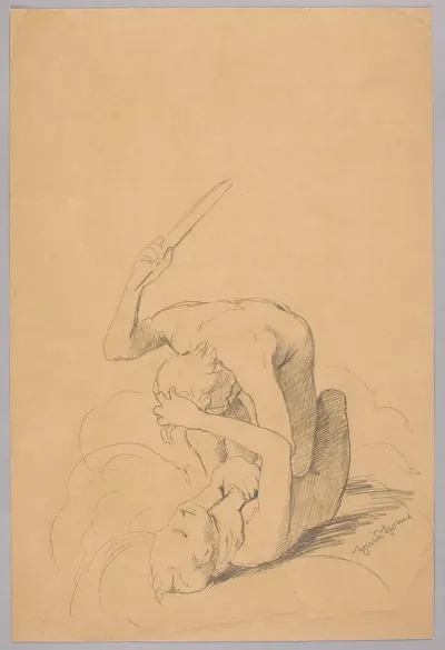Study Of Two Fighting Men
