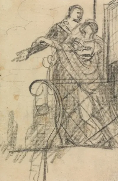 Study Of Two Figures On A Balcony