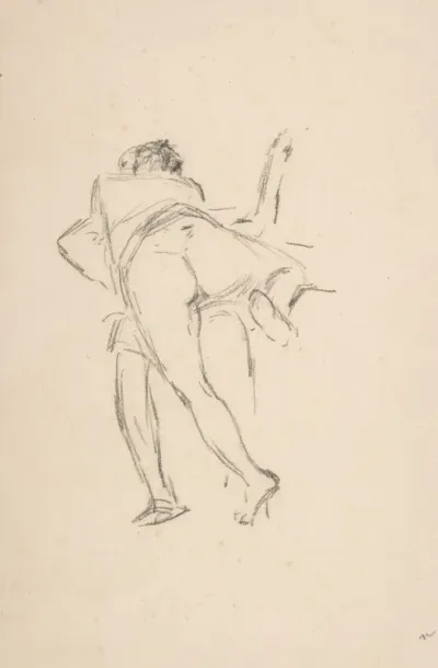 Study Of Two Figures One Lunging At The Other