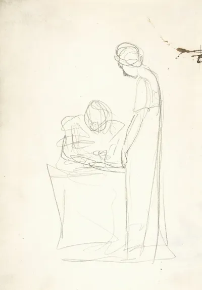 Study Of Two Figures One Seated The Other Standing