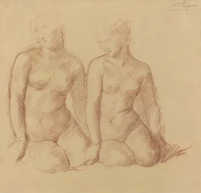 Study Of Two Figures Seated Side By Side