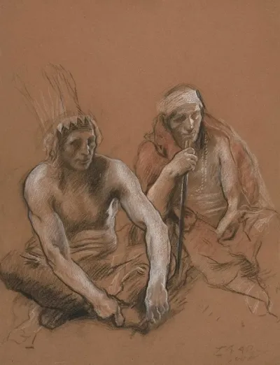 Study Of Two Indians For Penns Treaty Mural At The State Capitol Building In Harrisburg Pennsylvania