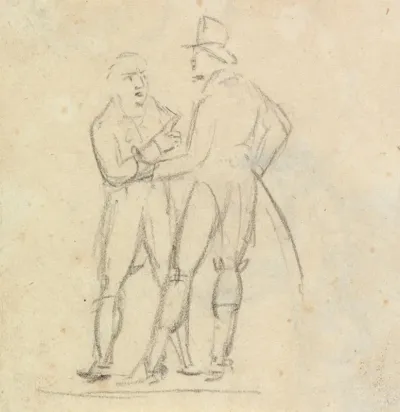 Study Of Two Men Standing While In Conversation