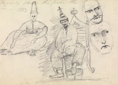 Study Of Two Seated Men In Their Traditional Costume